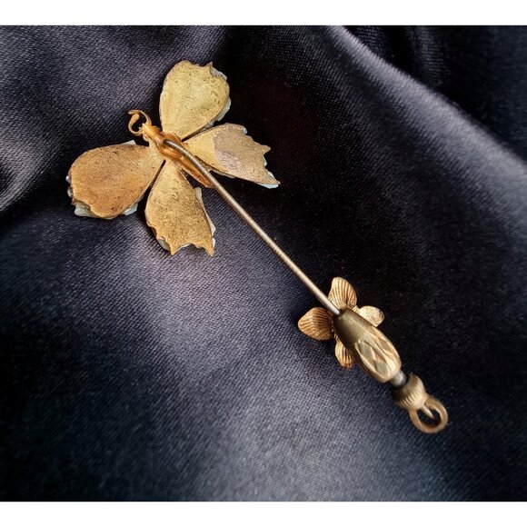 Rare Find Vintage 1930s MIRIAM HASKELL Unsigned Butterfly Stick Hat Pin - Picture 6 of 6